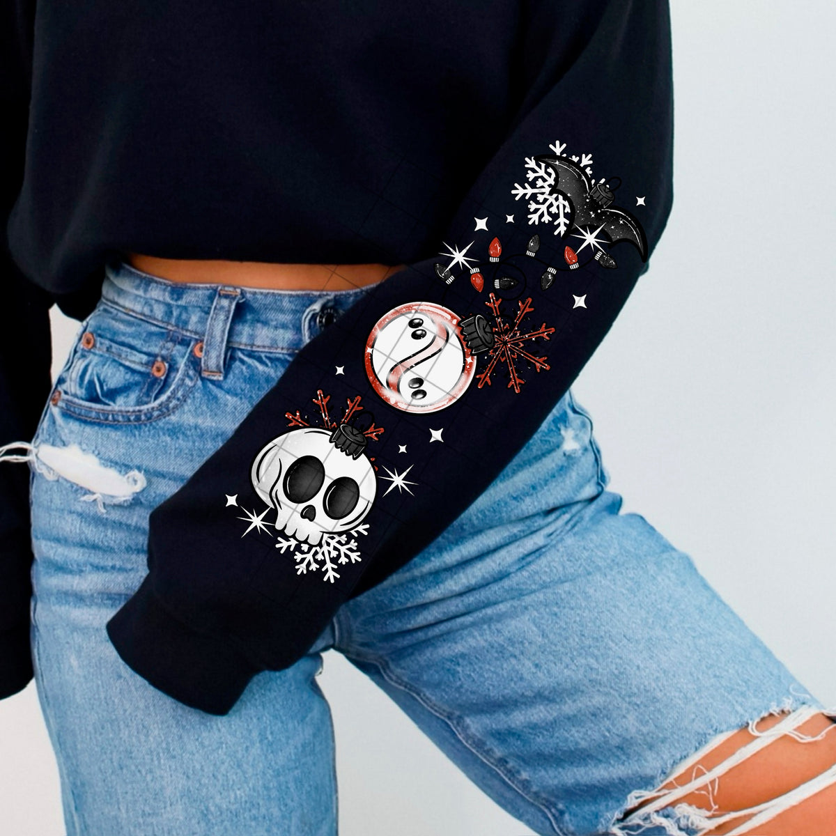 A Very spooky Christmas WHITE ACCENTS (SLEEVE) (csc) DTF transfer