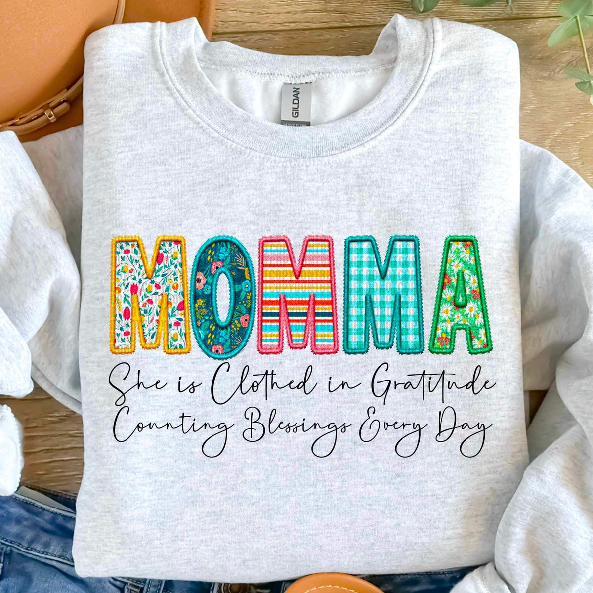 Momma she is clothed patterned faux embroidery (SDD) 20046 DTF Transfer