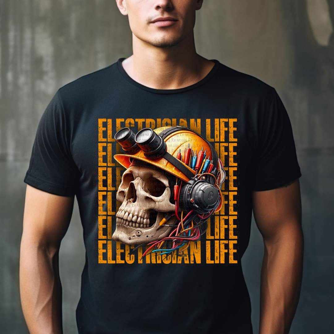Electrician life stacked yellow font (MCDD) 39732 DTF transfer