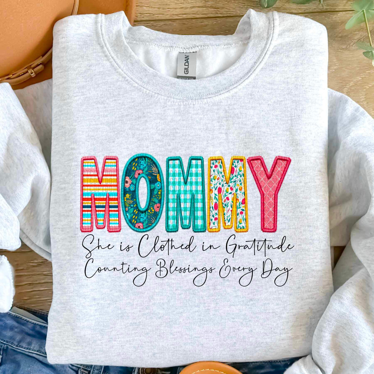 Mommy she is clothed patterned faux embroidery (SDD) 20045 DTF Transfer