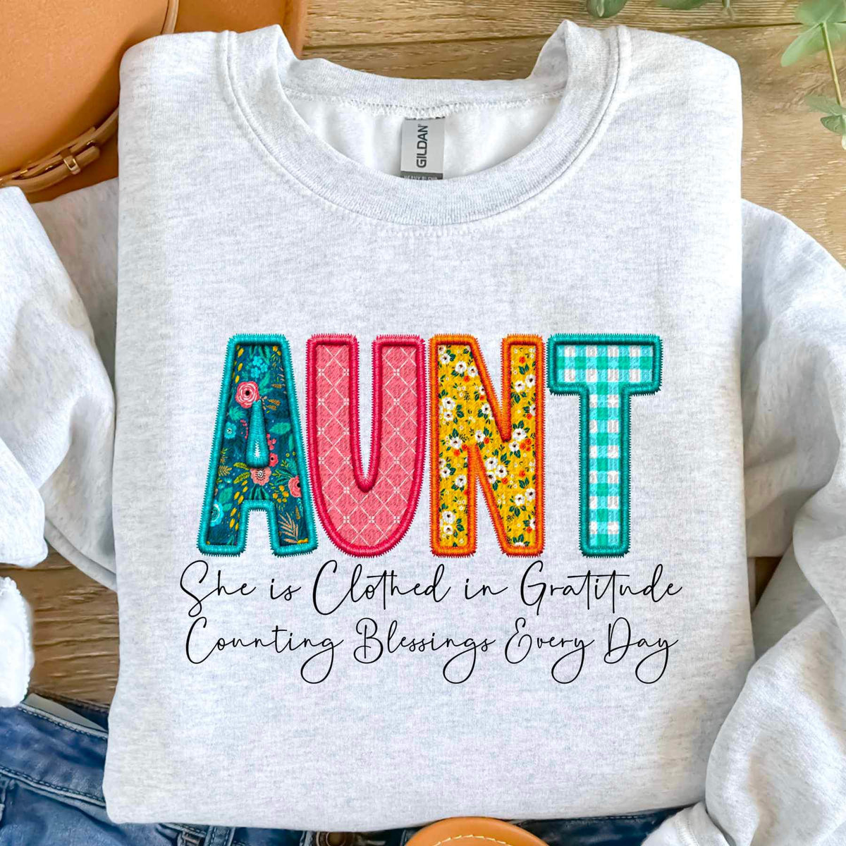 Aunt she is clothed patterned faux embroidery (SDD) 20044 DTF Transfer