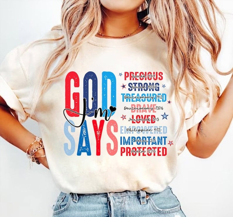 God days i am stacked red and blue 29281 DTF transfer