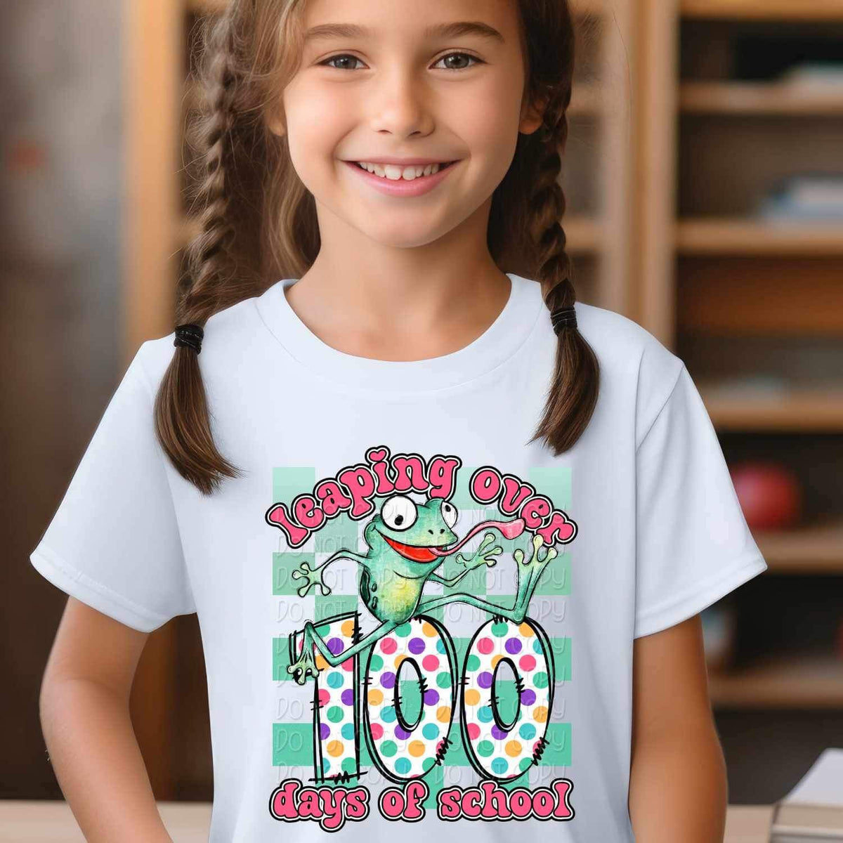 Leaping over 100 days of school frog 20040 DTF Transfer