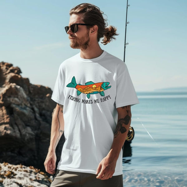 Fishing makes me happy fish with scene 22998 DTF transfer