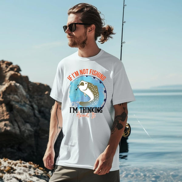 If I’m not fishing I’m thinking about it blue background 22996 DTF transfer