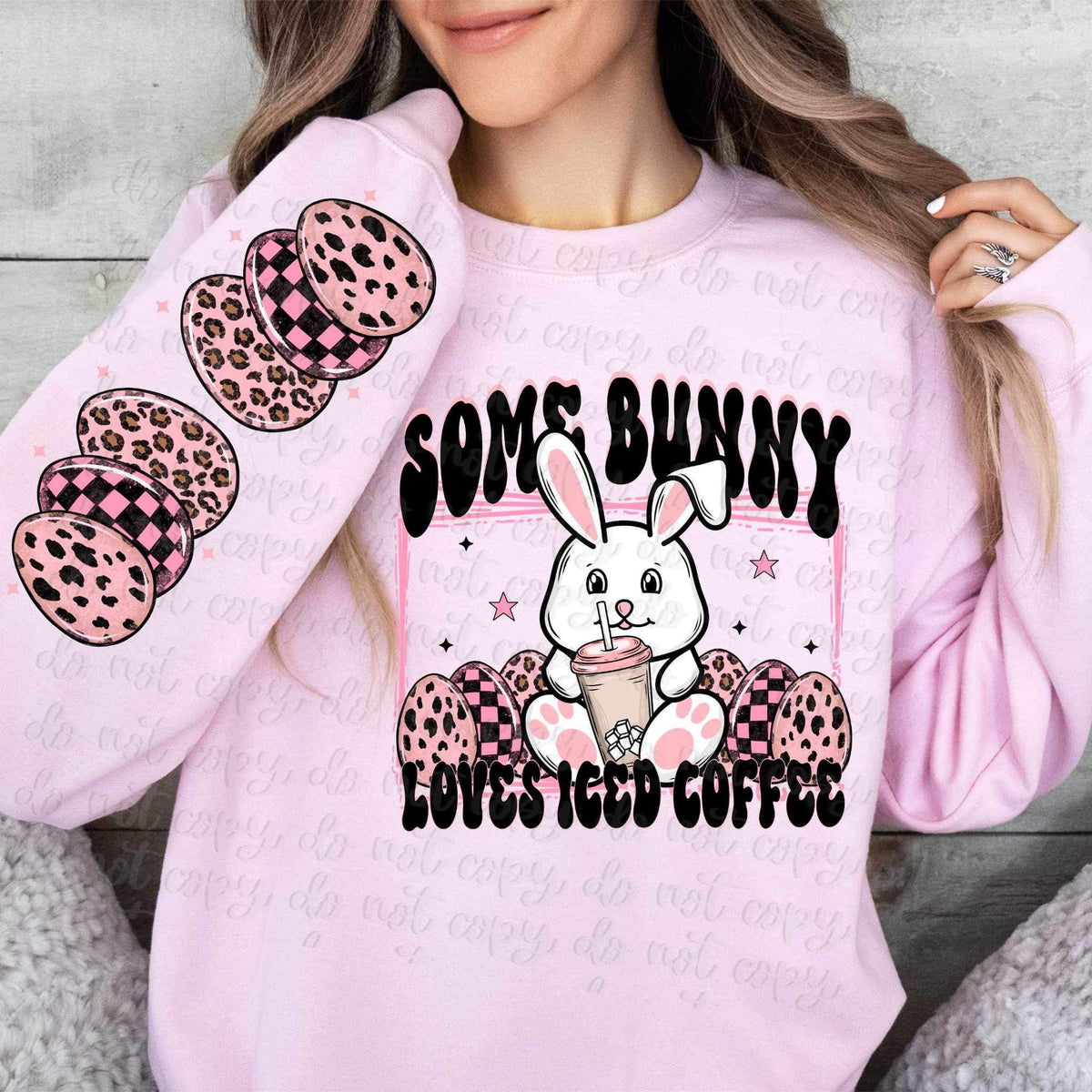 Some bunny loves iced coffee FRONT (VIRGO) 20055 DTF Transfer