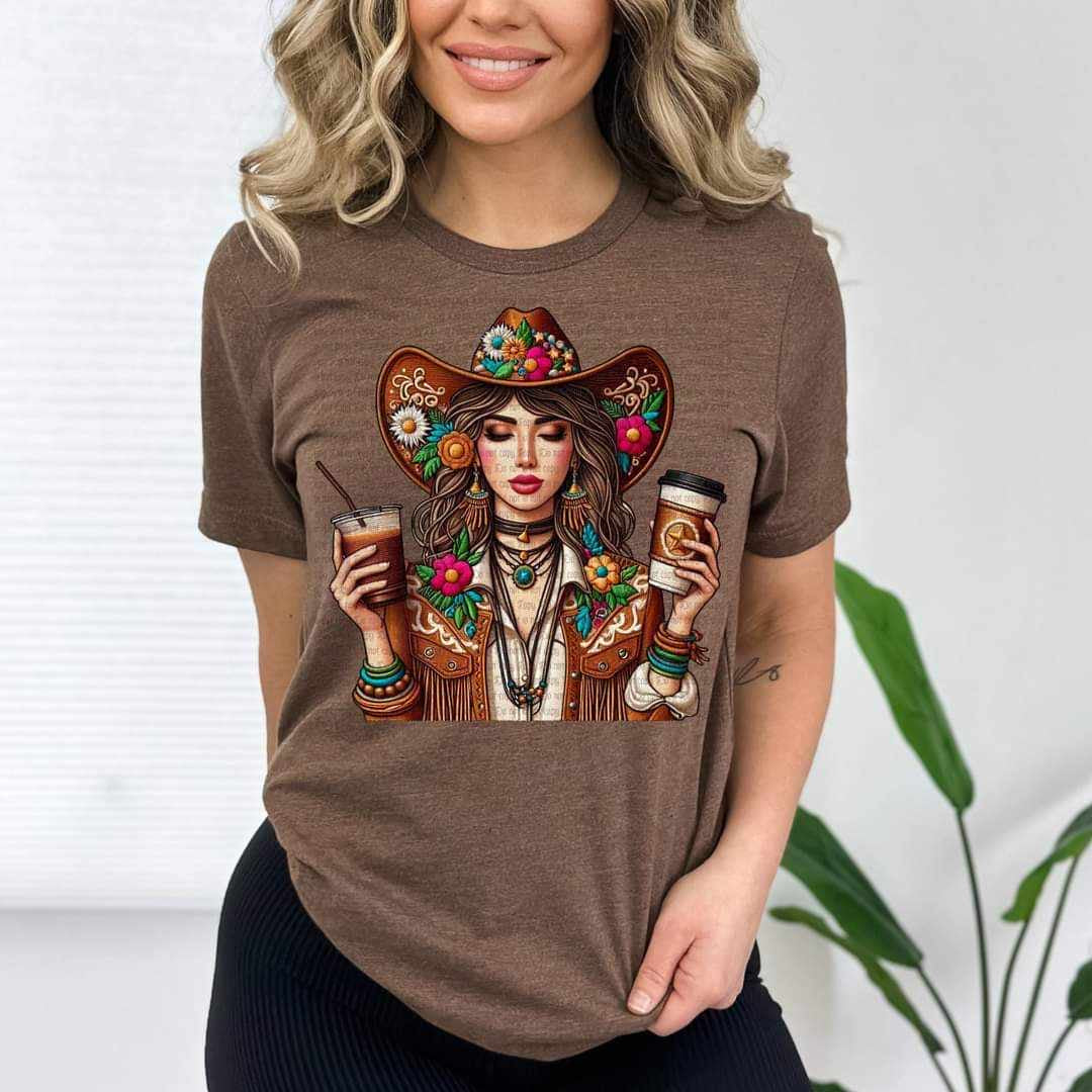 Cowgirl with coffees (MCDD) 39742 DTF transfer