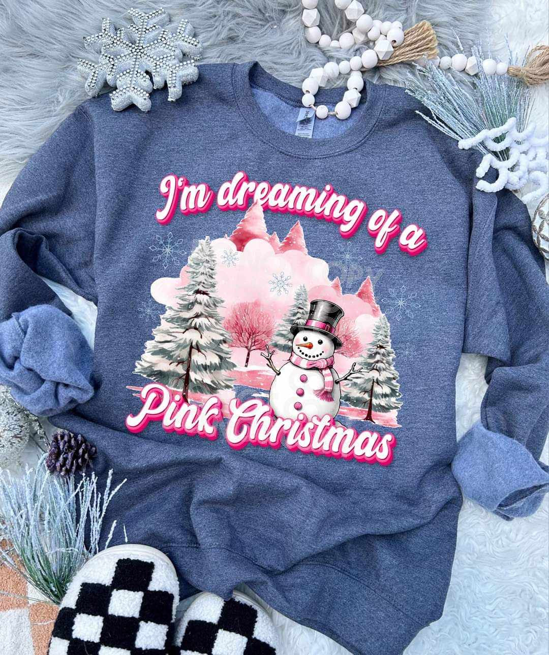 I’m dreaming of a pink Christmas snowman (DD) 62106 DTF transfer
