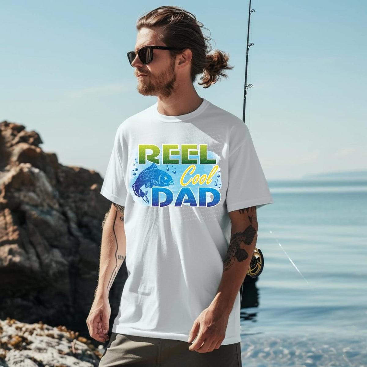 Reel cool dad blue background 22958 DTF transfer
