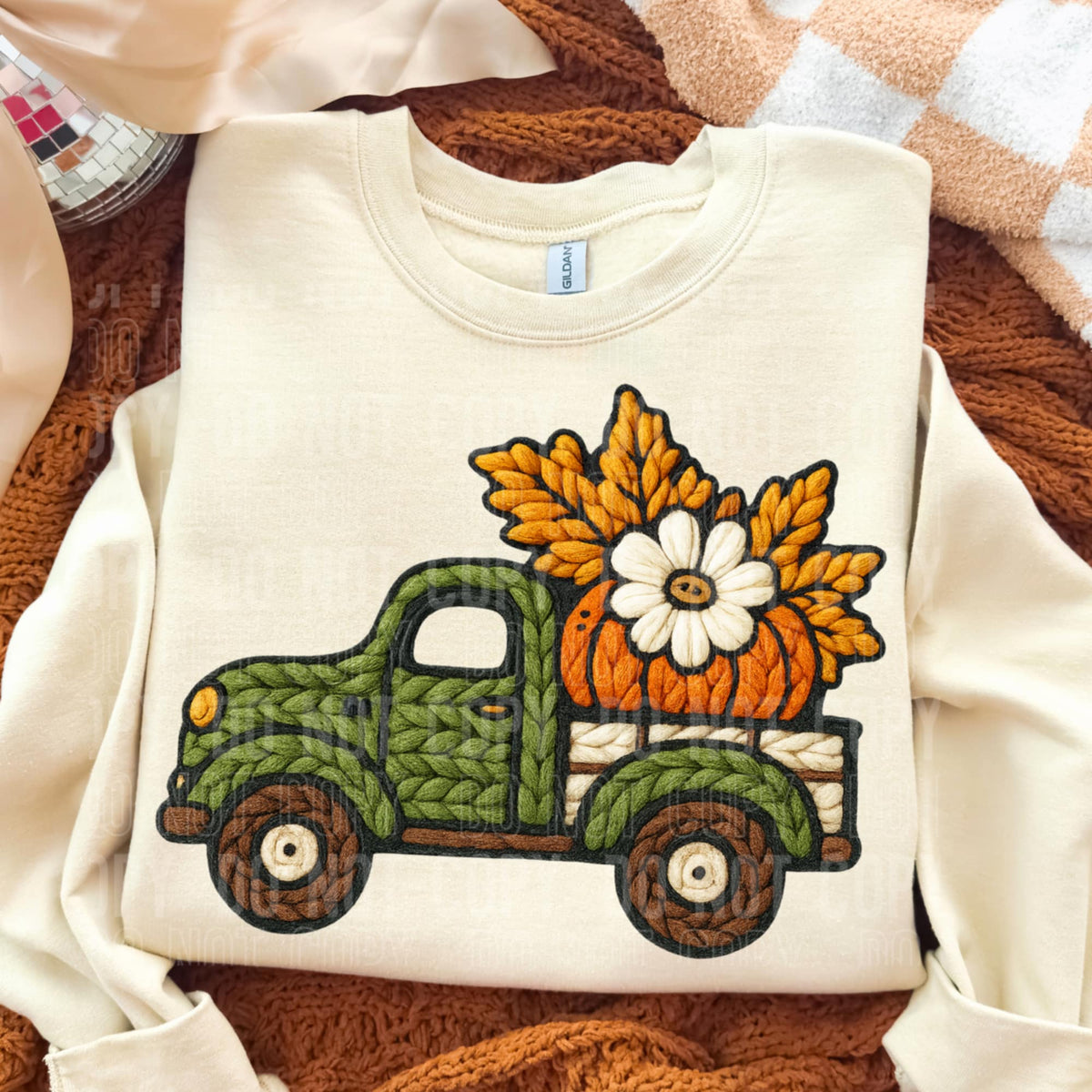 Faux Yarn Green truck (SBB) DTF Transfer