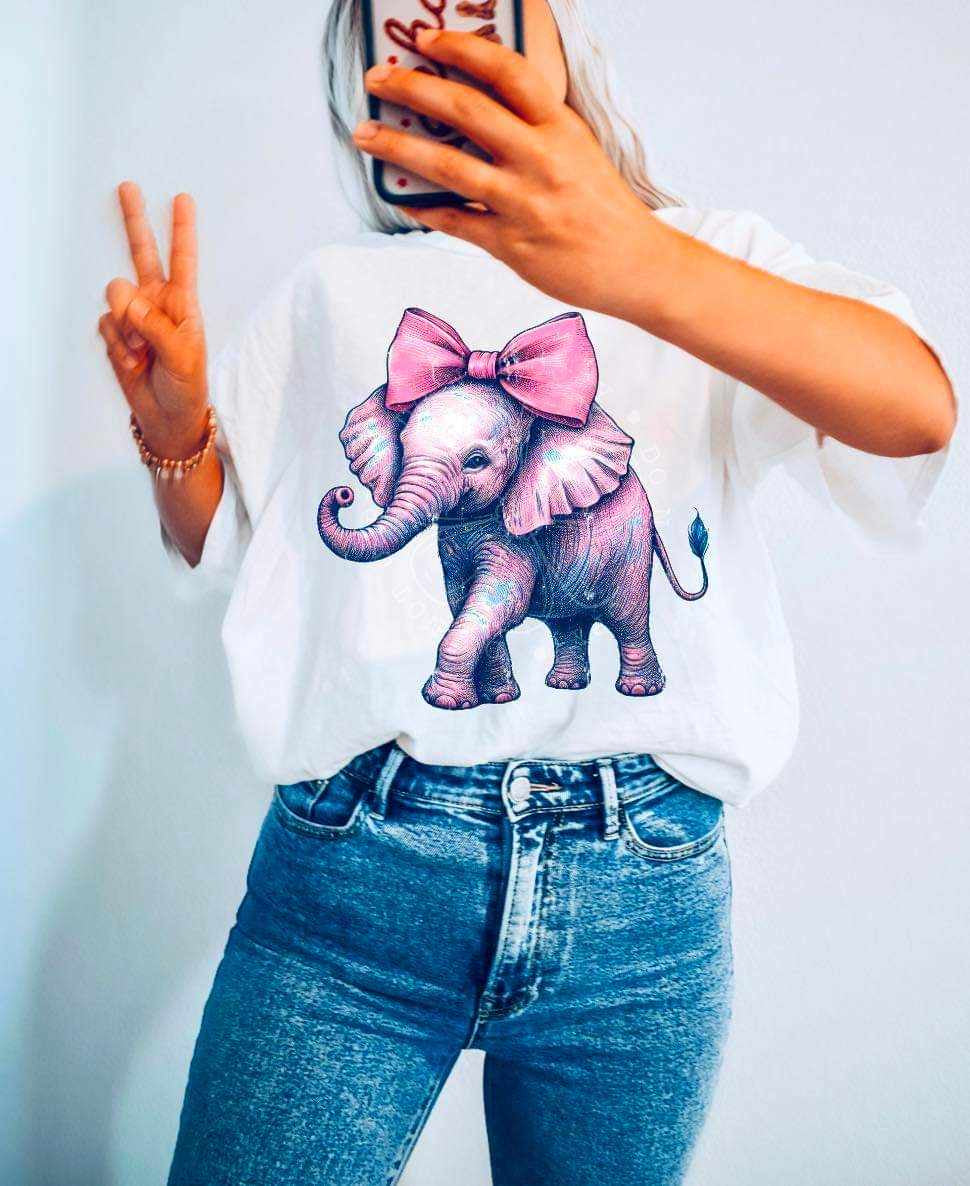 Elephant with pink bow (LYTTLE) 29388 DTF transfer