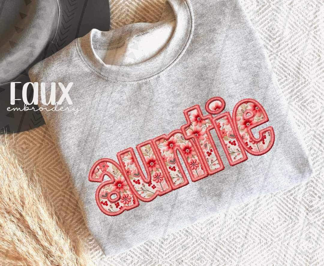 auntie pink embroidery 20127 DTF Transfer