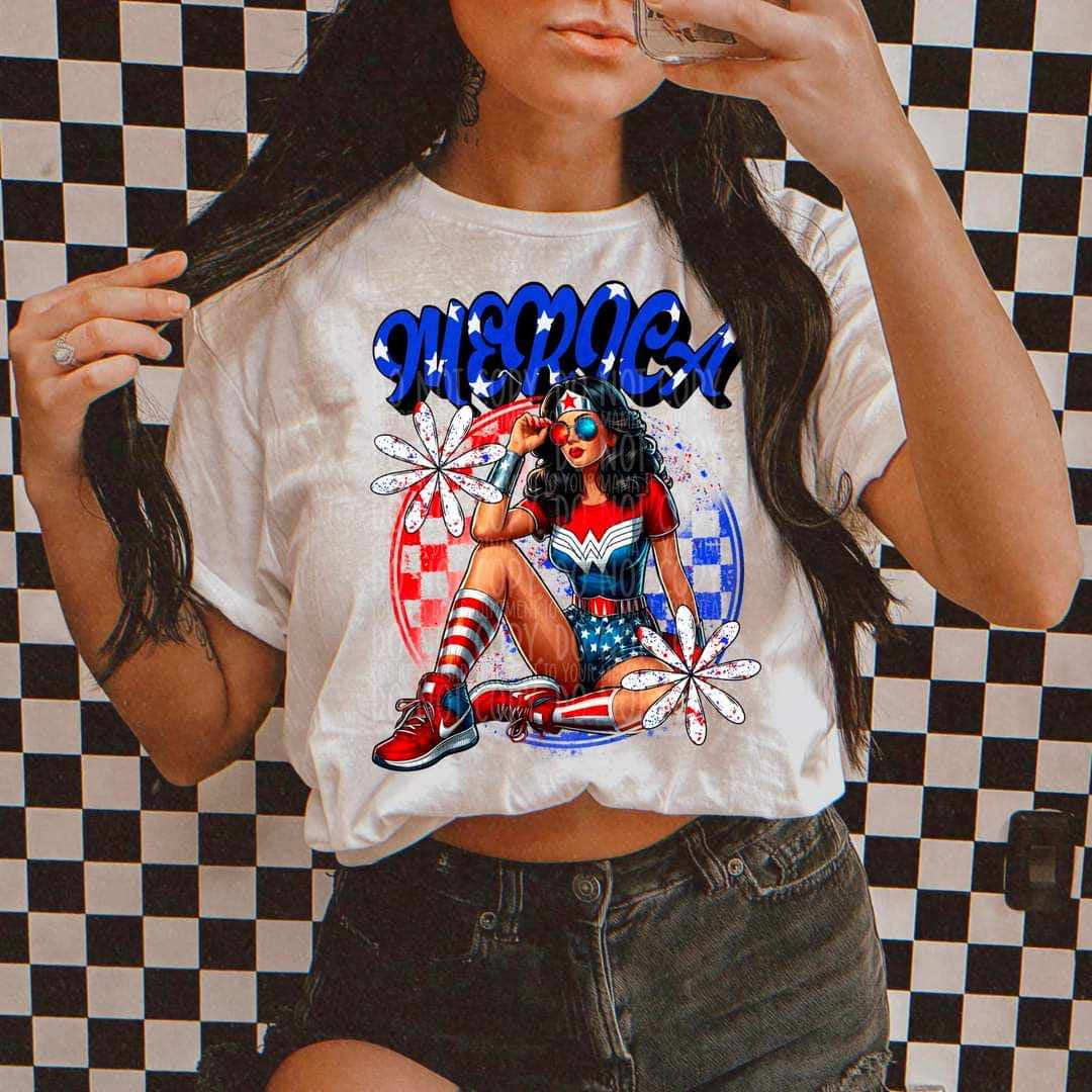 Merica circle with woman (MMD) 29411 DTF transfer