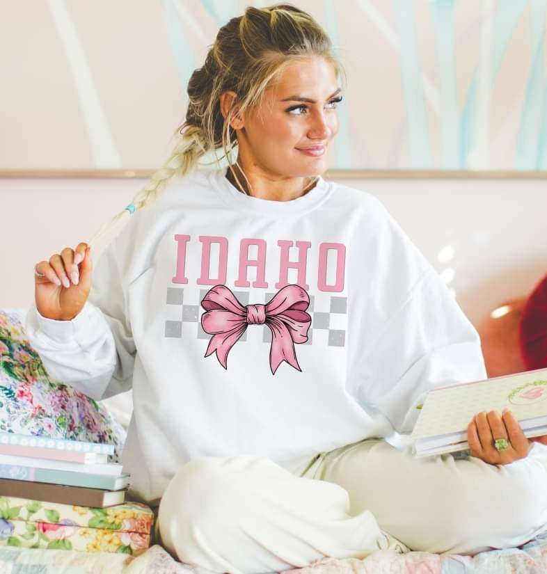 Idaho pink font and bow (S&G) 29498 DTF transfer