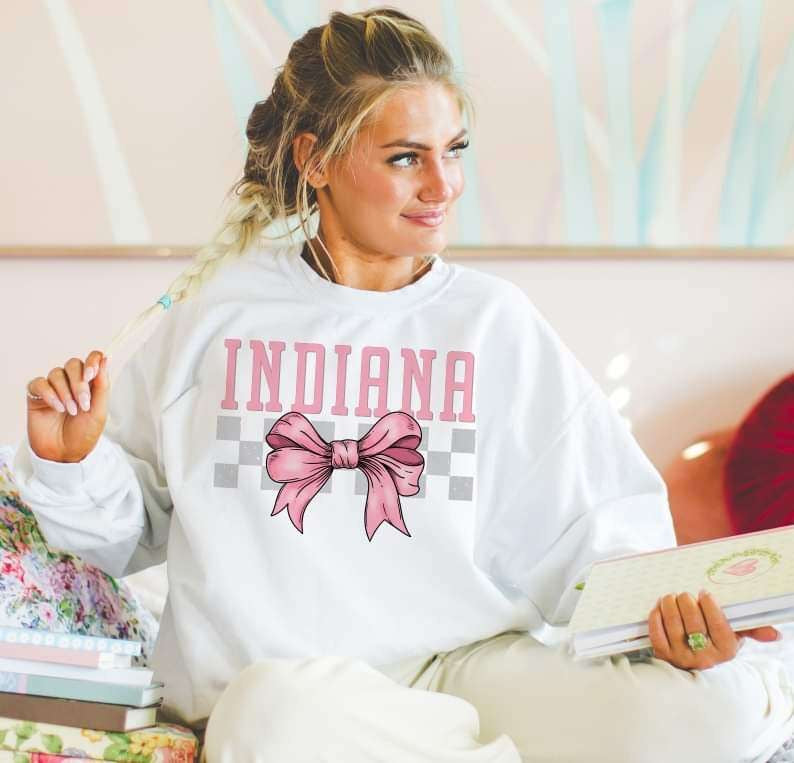 Indiana pink font and bow (S&G) 29496 DTF transfer