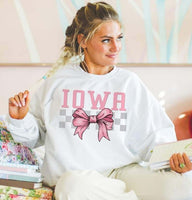 Iowa pink font and bow (S&G) 29495 DTF transfer