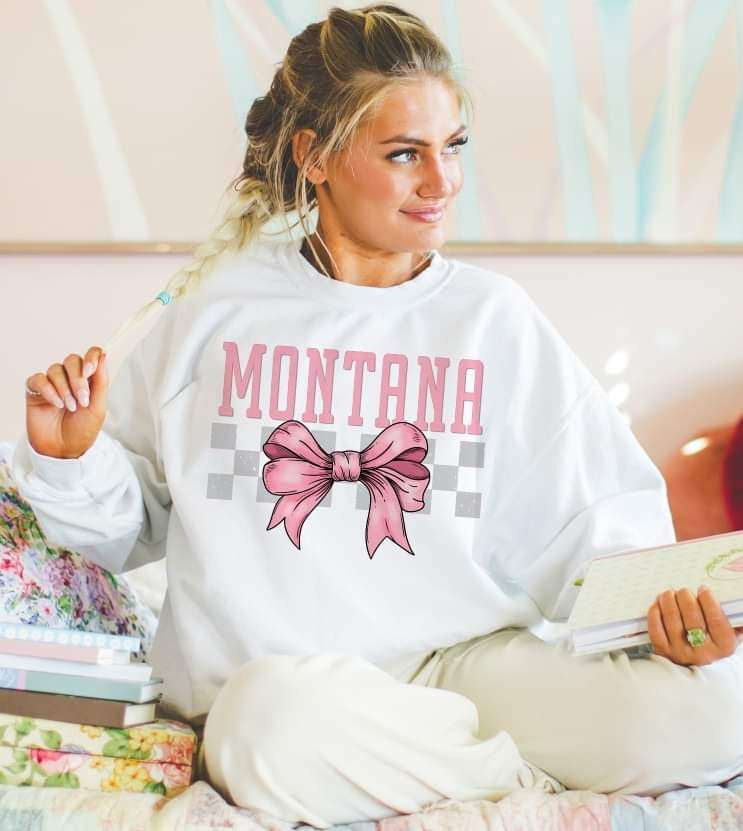 Montana pink font and bow (S&G) 29487 DTF transferine