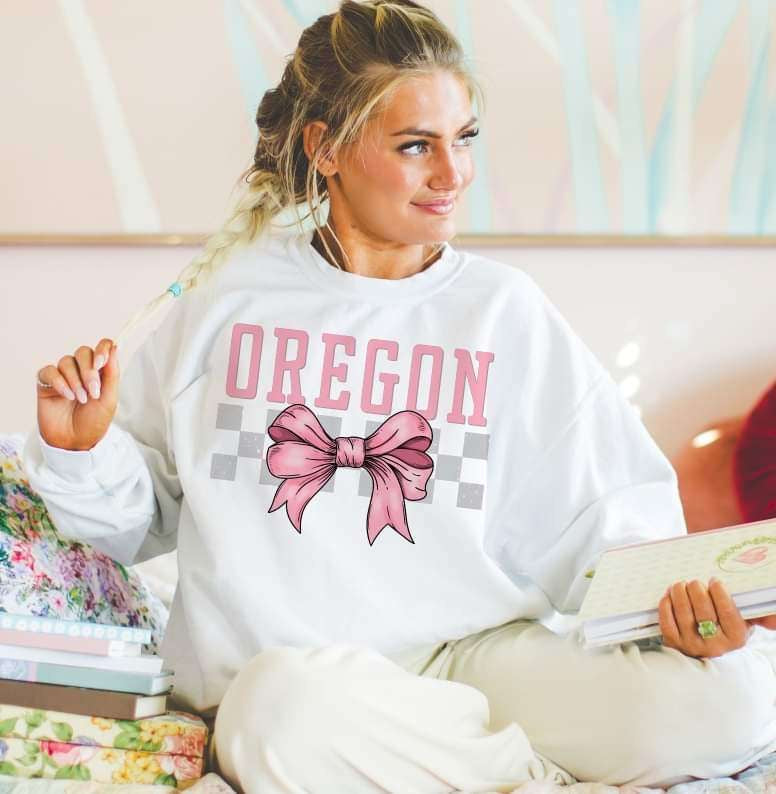 Oregon pink font and bow (S&G) 29475 DTF transfer