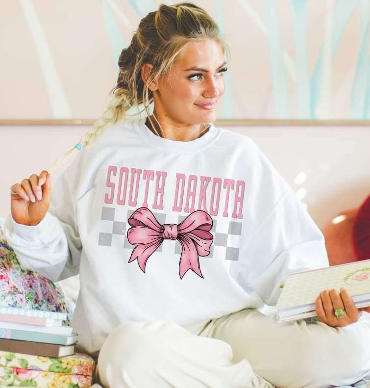 South Dakota pink font and bow (S&G) 29470 DTF transfer