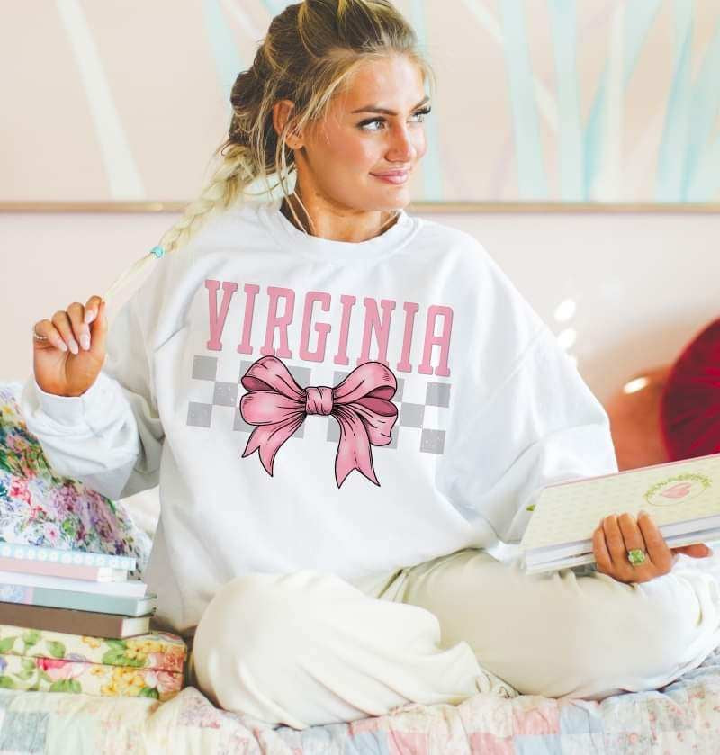 Virginia pink font and bow (S&G) 29466 DTF transfer