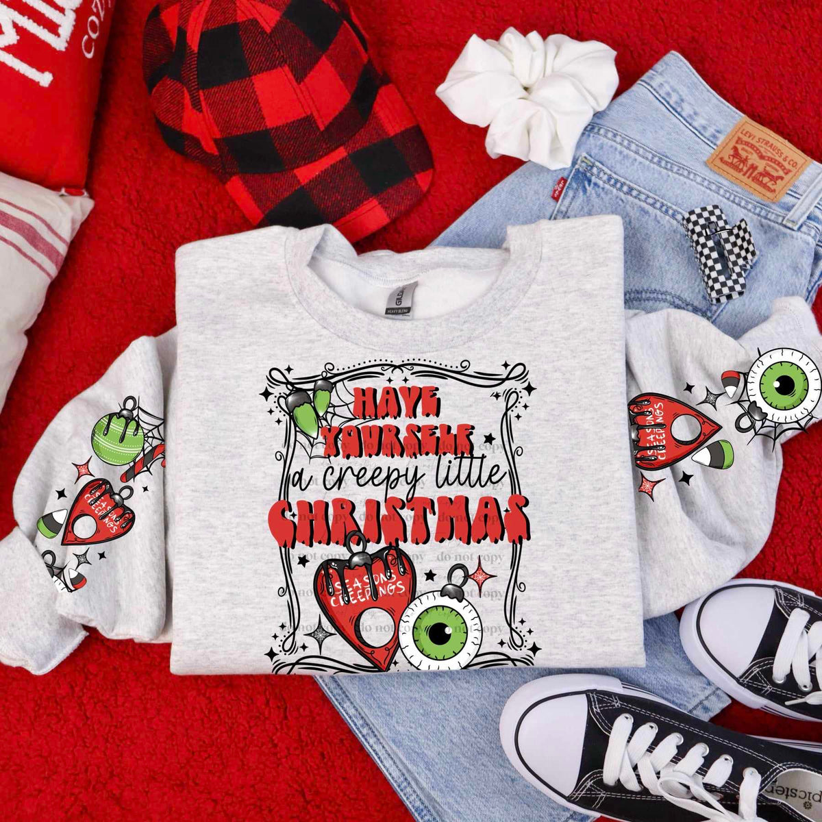 Have yourself a creepy little christmas black outline FRONT ONLY (CSC) 39829 DTF transfer