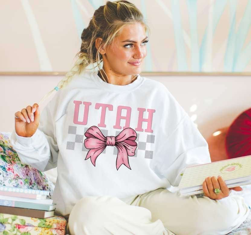 Utah pink font and bow (S&G) 29465 DTF transfer
