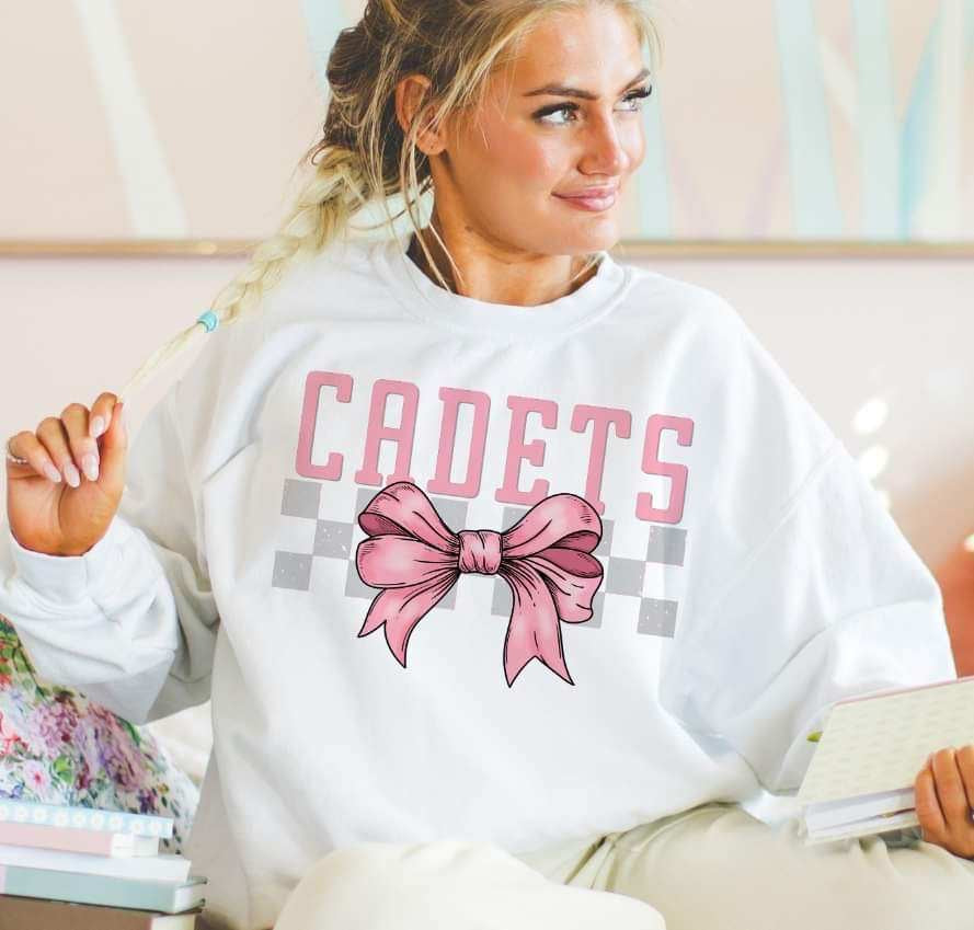 Cadets pink font and bow (S&G) 29458 DTF transfer