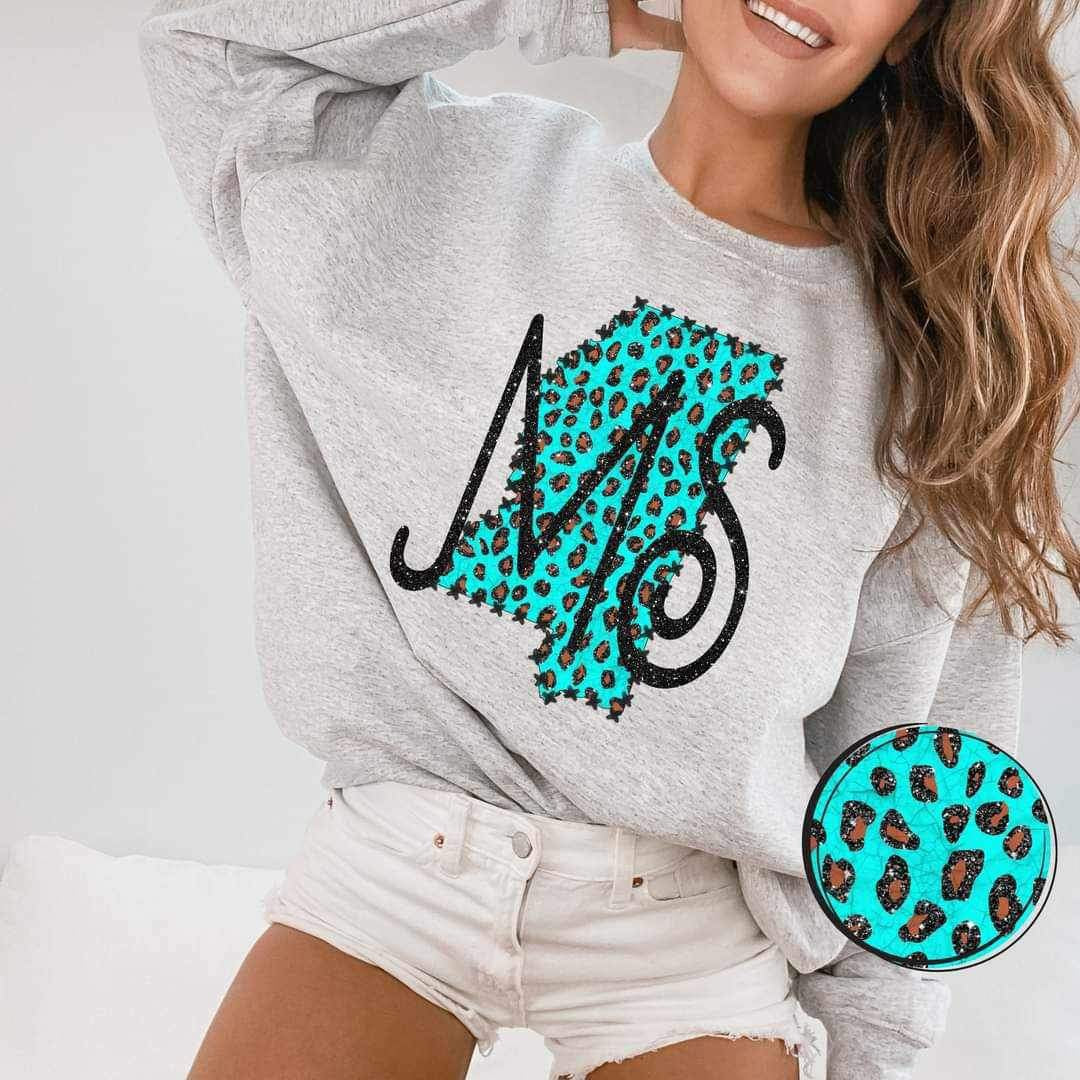 MS blue leopard 20183 DTF transfer