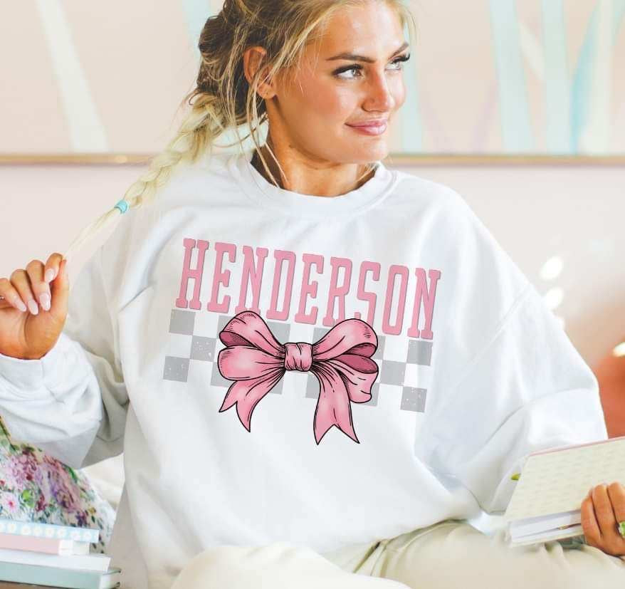 Henderson pink font and bow (S&G) 29457 DTF transfer