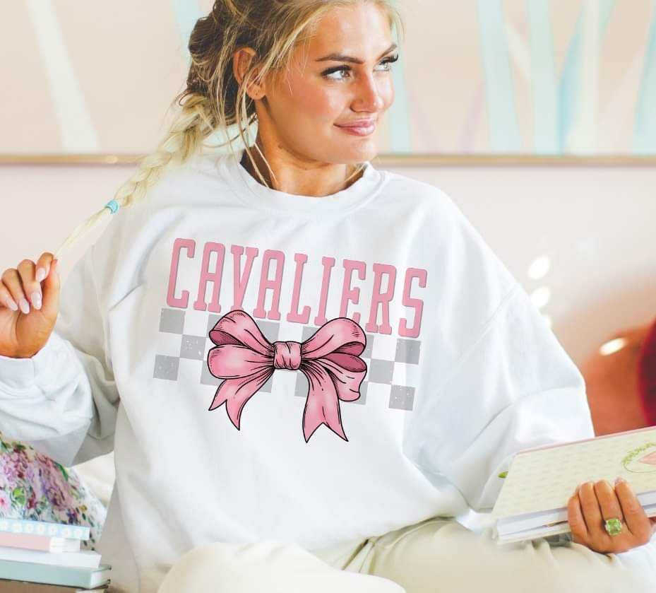 Cavaliers pink font and bow (S&G) 29455 DTF transfer
