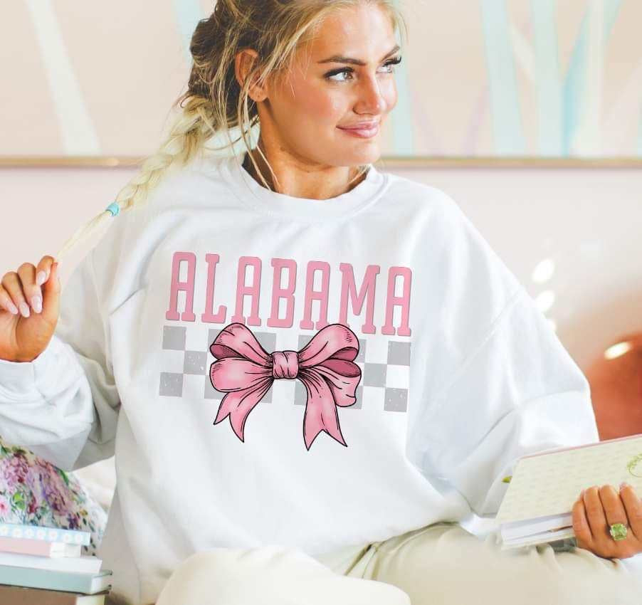 Alabama pink font and bow (S&G) 29460 DTF transfer
