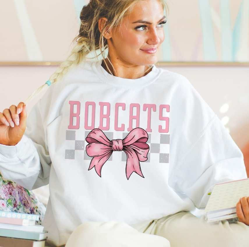 Bobcats pink font and bow (S&G) 29453 DTF transfer