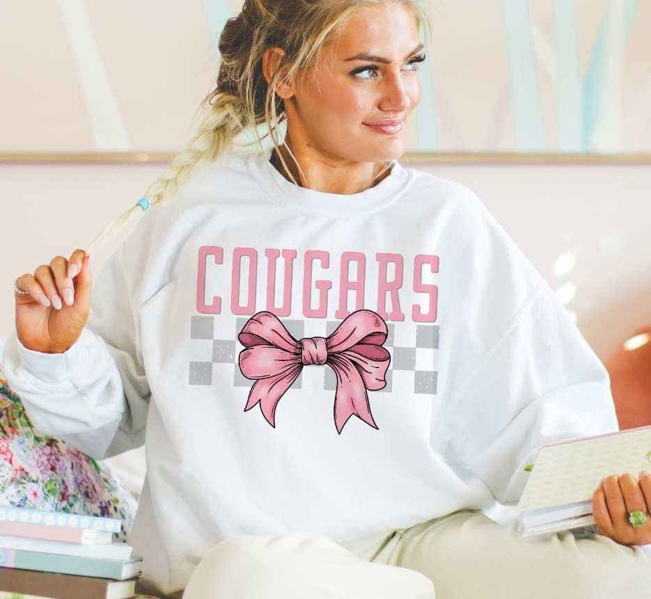 Cougars pink font and bow (S&G) 29447 DTF transfer