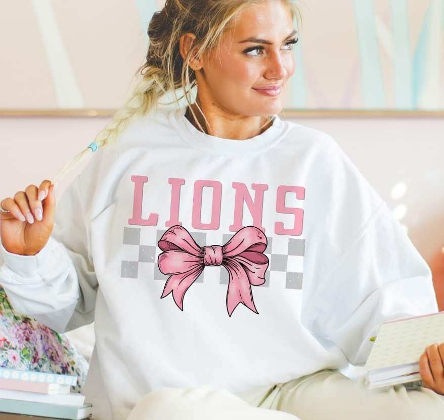 Lions pink font and bow (S&G) 29446 DTF transfer