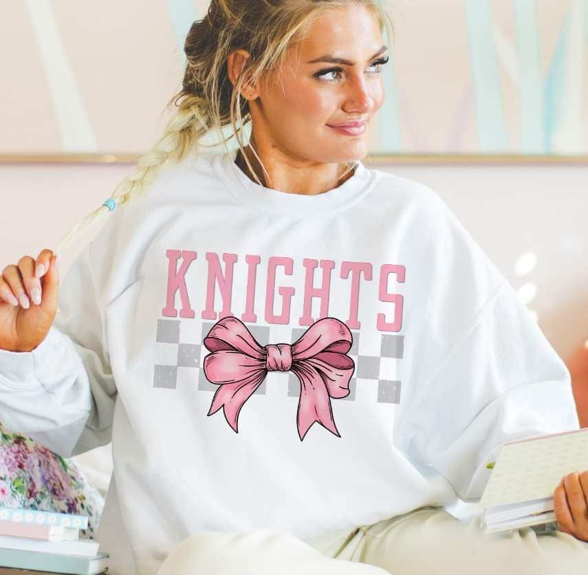 Knights pink font and bow (S&G) 29445 DTF transfer