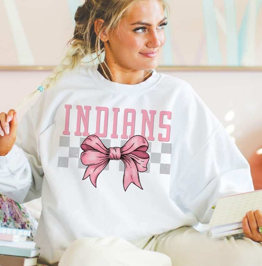 Indians pink font and bow (S&G) 29444 DTF transfer