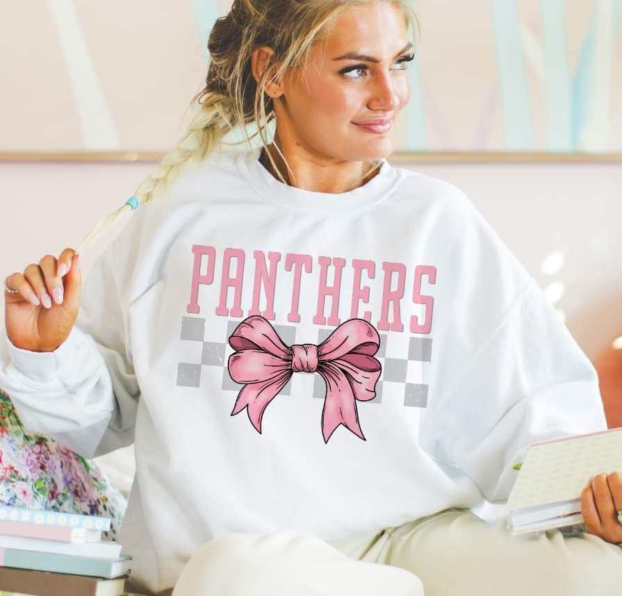 Panthers pink font and bow (S&G) 29440 DTF transfer