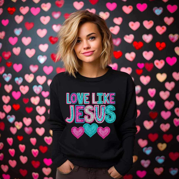 Love like jesus blue purple silver 20187 DTF transfer