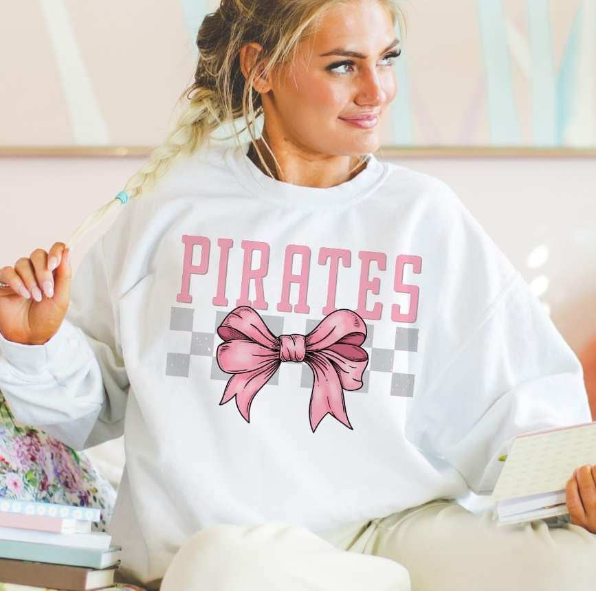 Pirates pink font and bow (S&G) 29439 DTF transfer