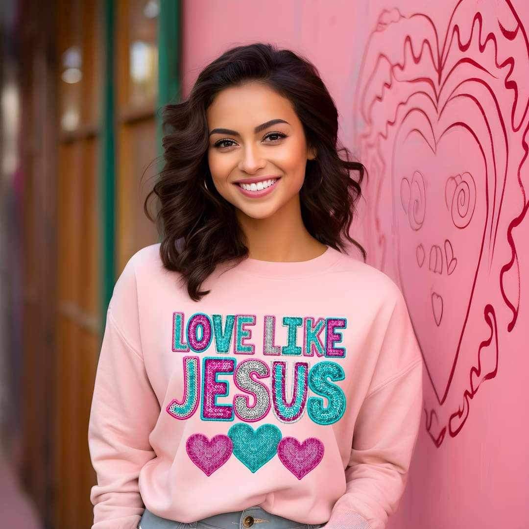 Love like jesus blue purple silver 20187 DTF transfer