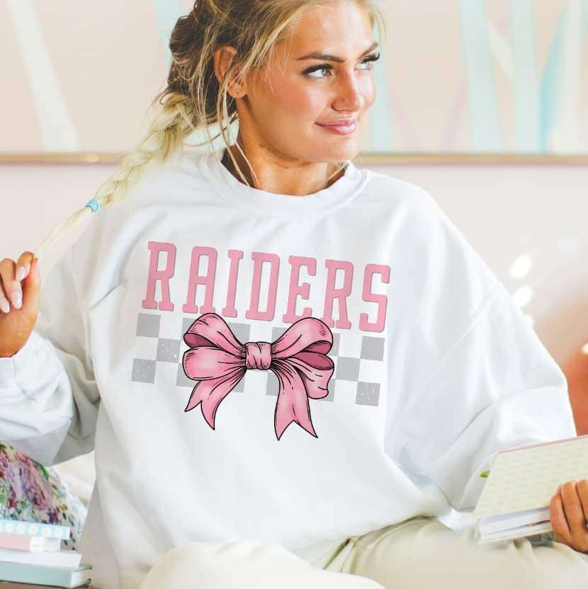 Raiders pink font and bow (S&G) 29436 DTF transfer