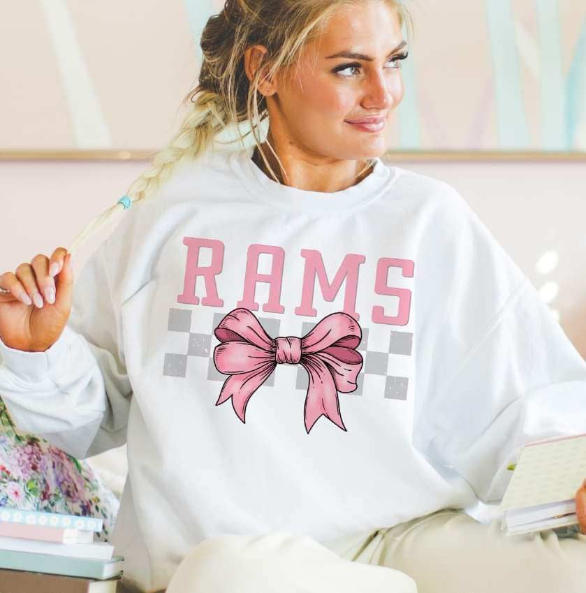 Rams pink font and bow (S&G) 29434 DTF transfer