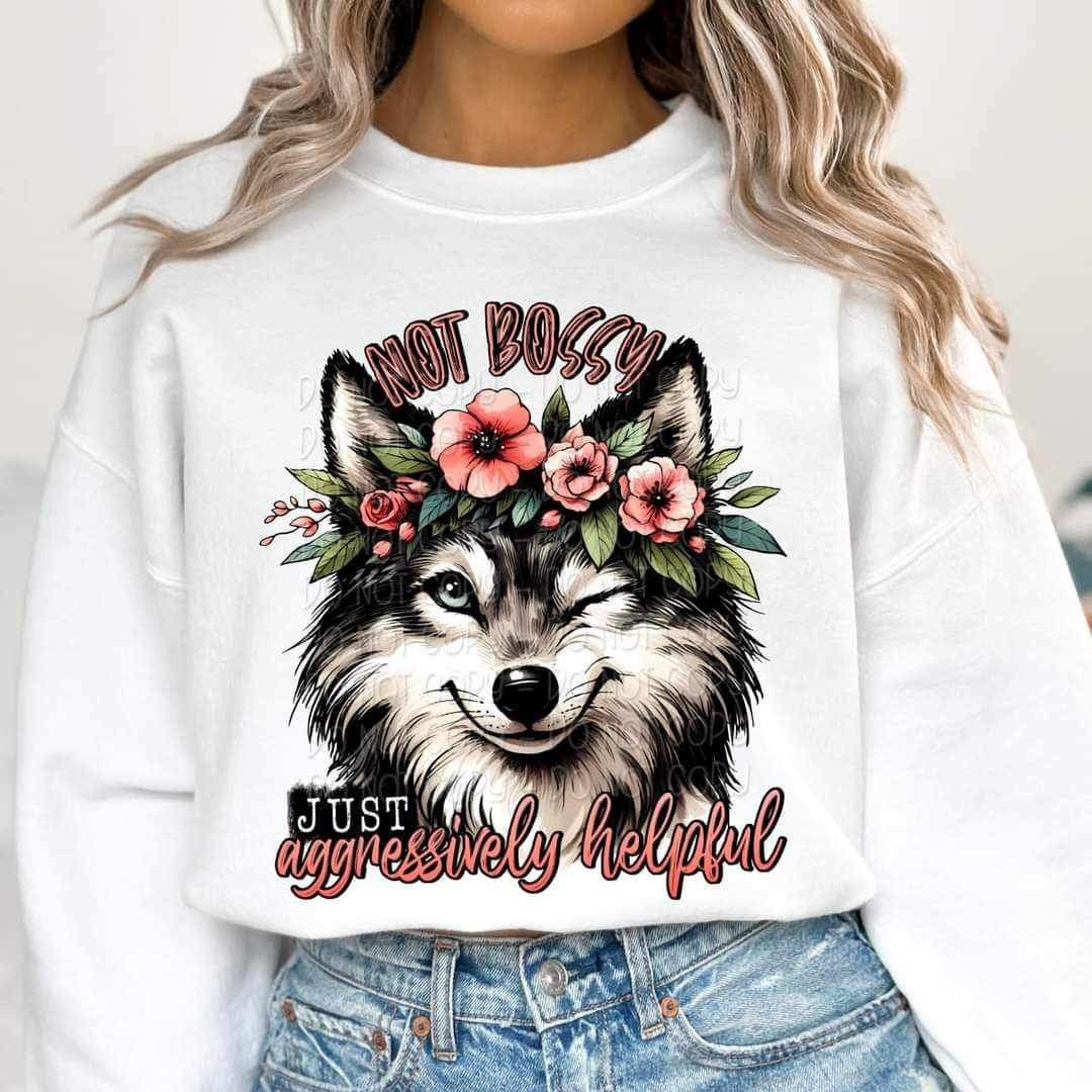Not bossy just aggressively helpful wolf 20193 DTF transfer