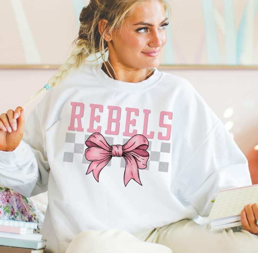 Rebels pink font and bow (S&G) 29431 DTF transfer