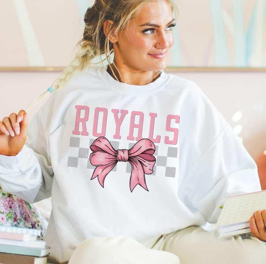 Royals pink font and bow (S&G) 29430 DTF transfer