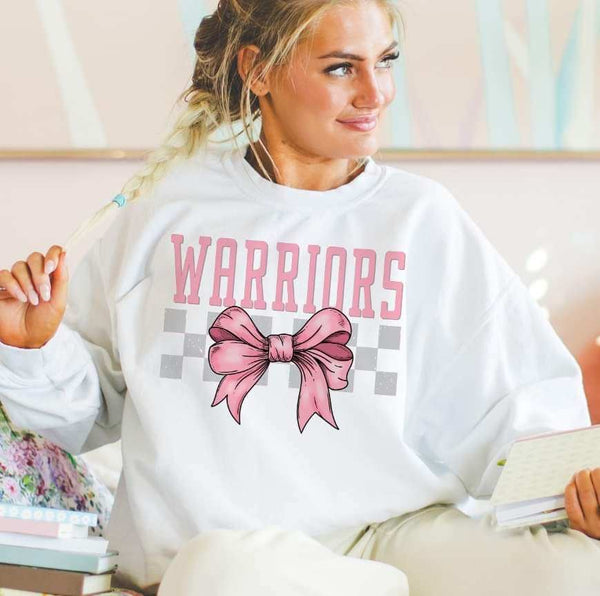Warriors pink font and bow (S&G) 29428 DTF transfer