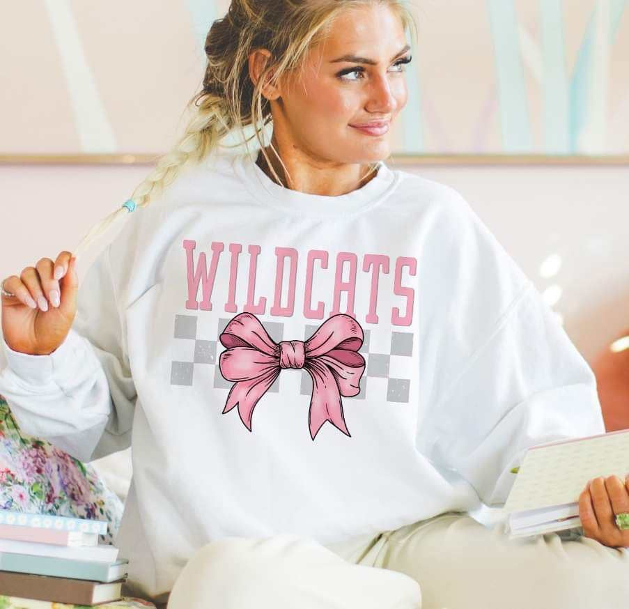 Wildcats pink font and bow (S&G) 29427 DTF transfer
