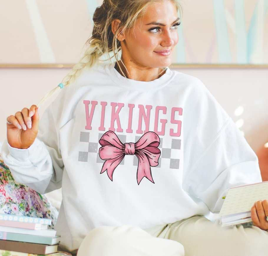 Vikings pink font and bow (S&G) 29425 DTF transfer
