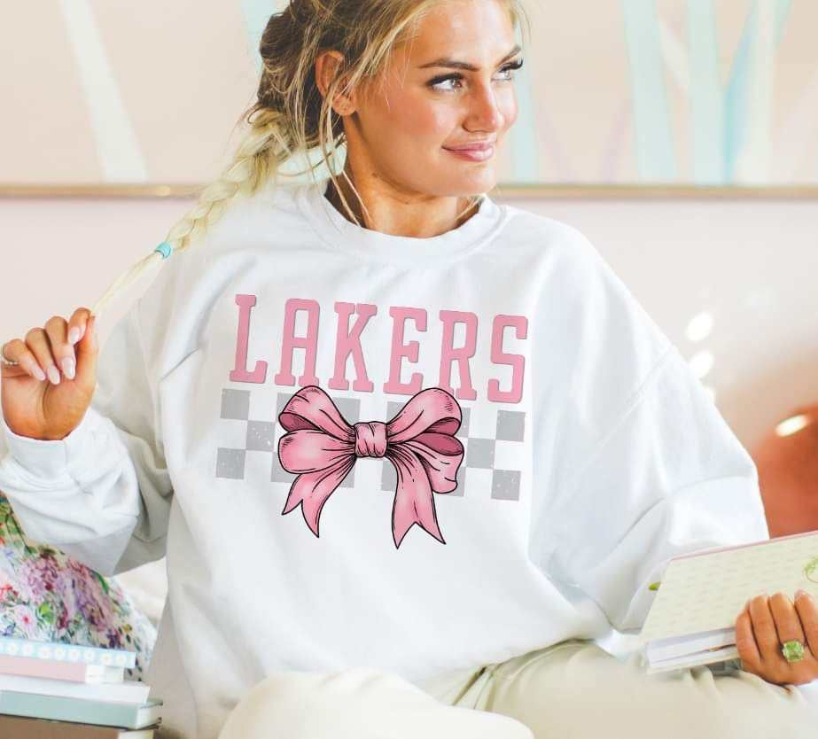Lakers pink font and bow (S&G) 29422 DTF transfer