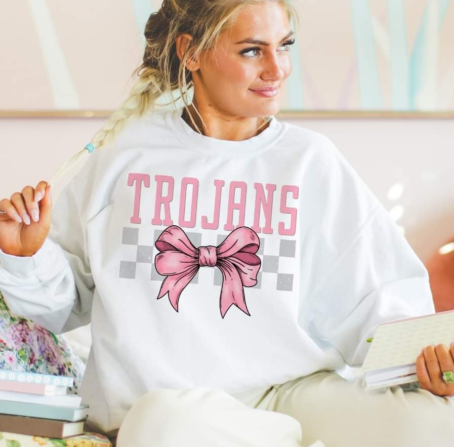 Trojans pink font and bow (S&G) 29421 DTF transfer